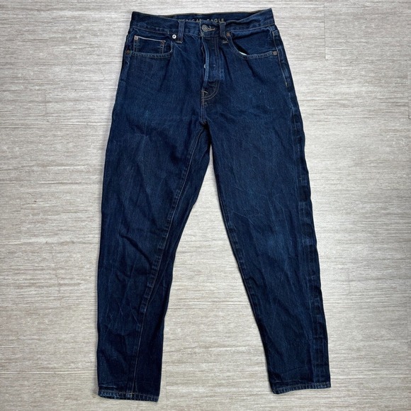 American Eagle Relaxed Taper Selvedge Jeans Womens 28x28 Dark Wash Mid Rise - Picture 3 of 13